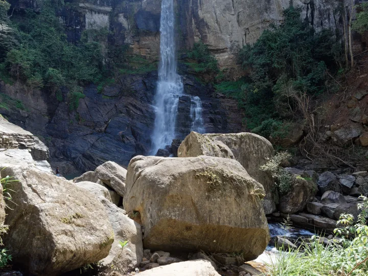 Ramboda Falls dropping through rock in the central highlands
